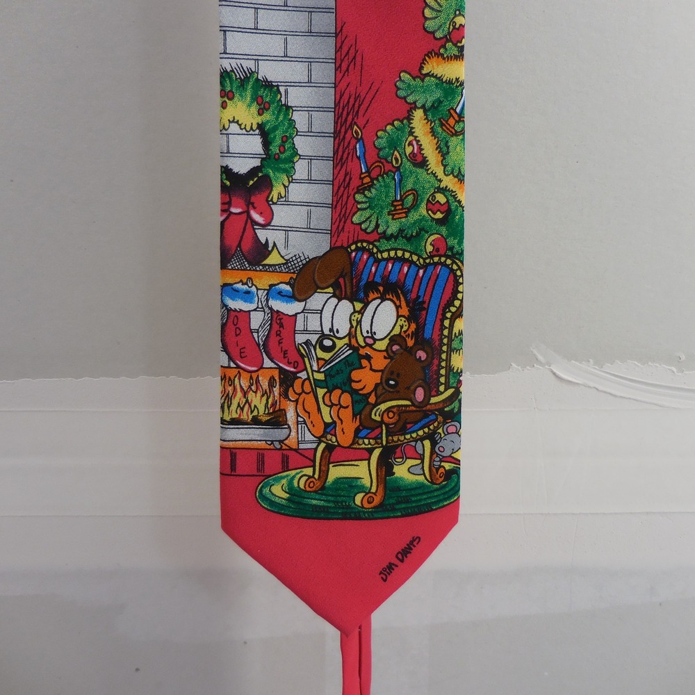 Garfield Christmas Silk Tie Red Jim Davis Balancine Inc‎ Holiday Novelty 60x3.75